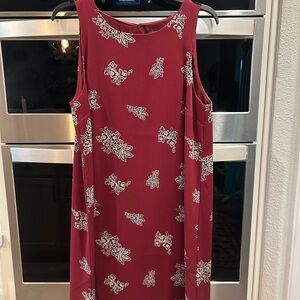 Ann Taylor Red Floral Midi Dress